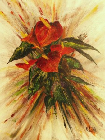 Red Anthurias (2010), Acrylics, 30x40 cm